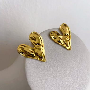 Melted Heart Gold Earrings
