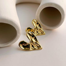 Load image into Gallery viewer, Melted Heart Gold Earrings
